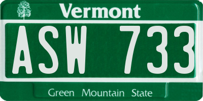 VT license plate ASW733
