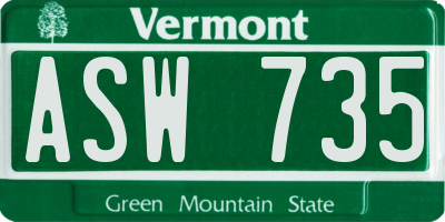 VT license plate ASW735