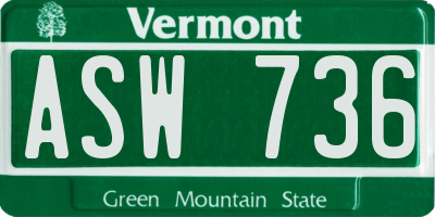 VT license plate ASW736