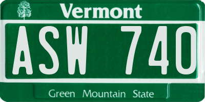 VT license plate ASW740