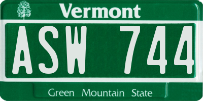 VT license plate ASW744