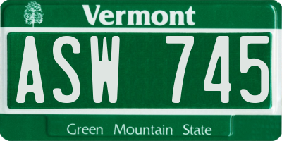 VT license plate ASW745