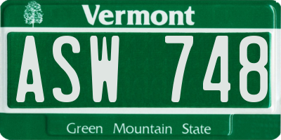 VT license plate ASW748
