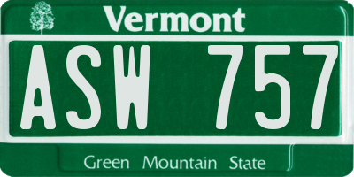 VT license plate ASW757