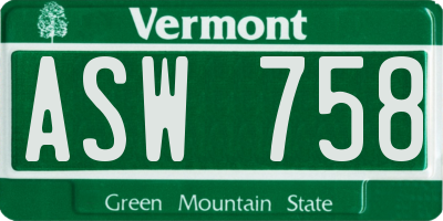 VT license plate ASW758