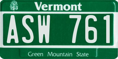 VT license plate ASW761