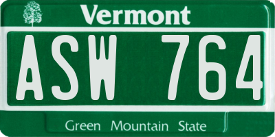 VT license plate ASW764