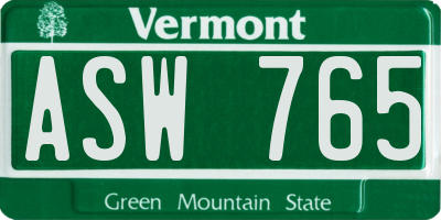 VT license plate ASW765