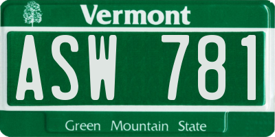 VT license plate ASW781