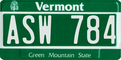 VT license plate ASW784
