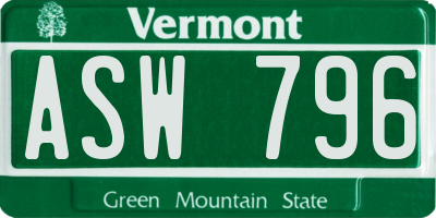 VT license plate ASW796