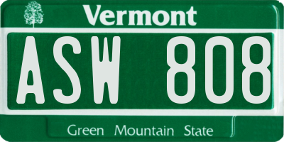 VT license plate ASW808