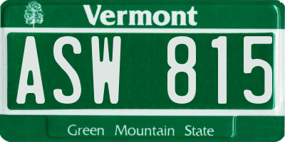VT license plate ASW815