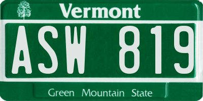 VT license plate ASW819