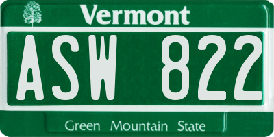 VT license plate ASW822