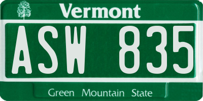 VT license plate ASW835