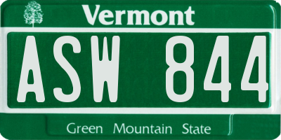 VT license plate ASW844