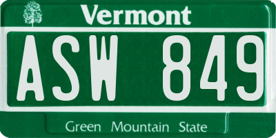 VT license plate ASW849