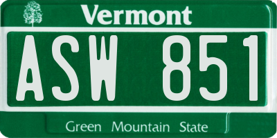 VT license plate ASW851
