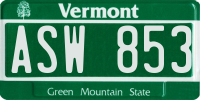 VT license plate ASW853