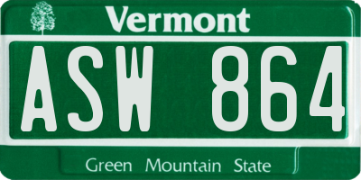 VT license plate ASW864