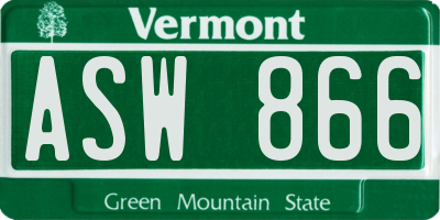 VT license plate ASW866