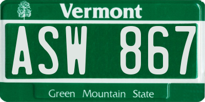 VT license plate ASW867