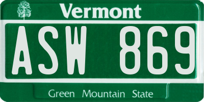 VT license plate ASW869