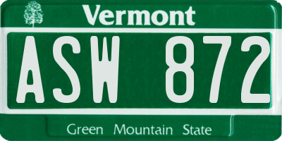 VT license plate ASW872