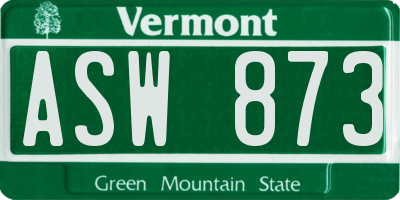 VT license plate ASW873