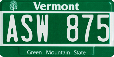 VT license plate ASW875