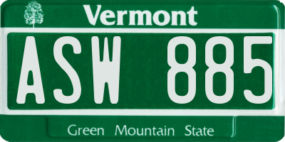 VT license plate ASW885