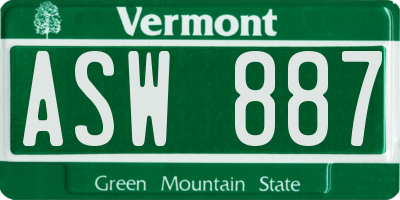 VT license plate ASW887