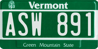 VT license plate ASW891
