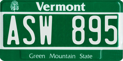 VT license plate ASW895
