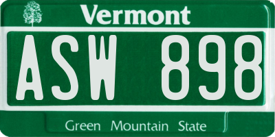 VT license plate ASW898