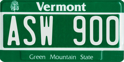 VT license plate ASW900