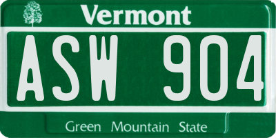 VT license plate ASW904