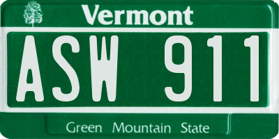 VT license plate ASW911