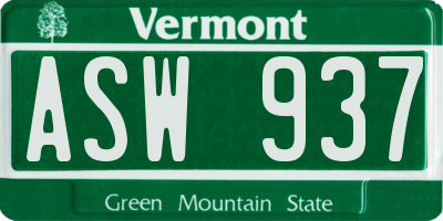 VT license plate ASW937