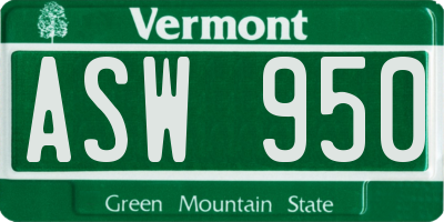 VT license plate ASW950