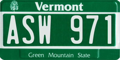 VT license plate ASW971