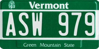 VT license plate ASW979