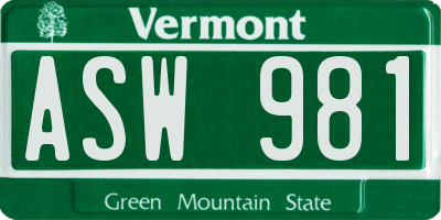 VT license plate ASW981