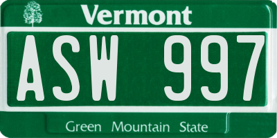VT license plate ASW997