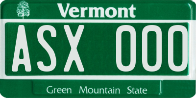 VT license plate ASX000