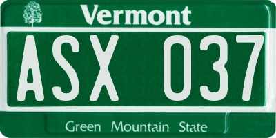 VT license plate ASX037