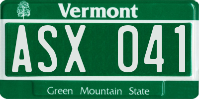 VT license plate ASX041