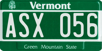 VT license plate ASX056