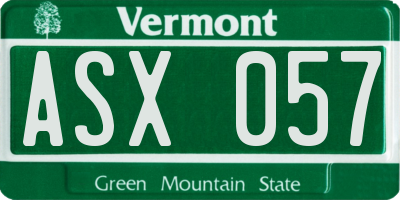 VT license plate ASX057